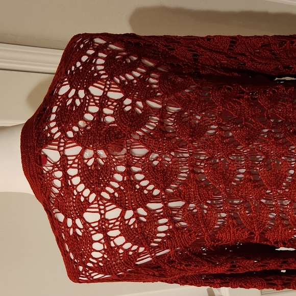 NWT BONGO Red Open Knit Cardigan Sz L - Picture 4 of 5